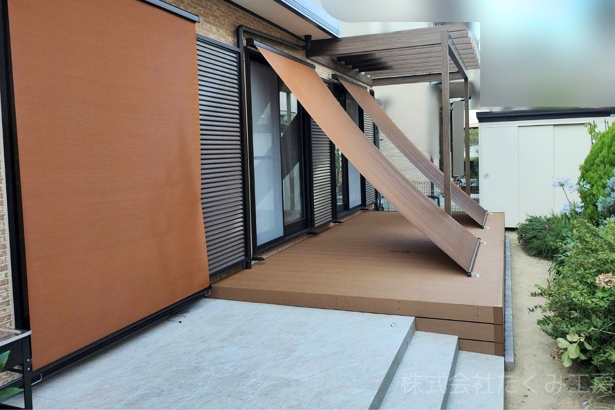外構工事ウッドデッキ　施工後（京都府）｜摂津市 株式会社たくみ工房