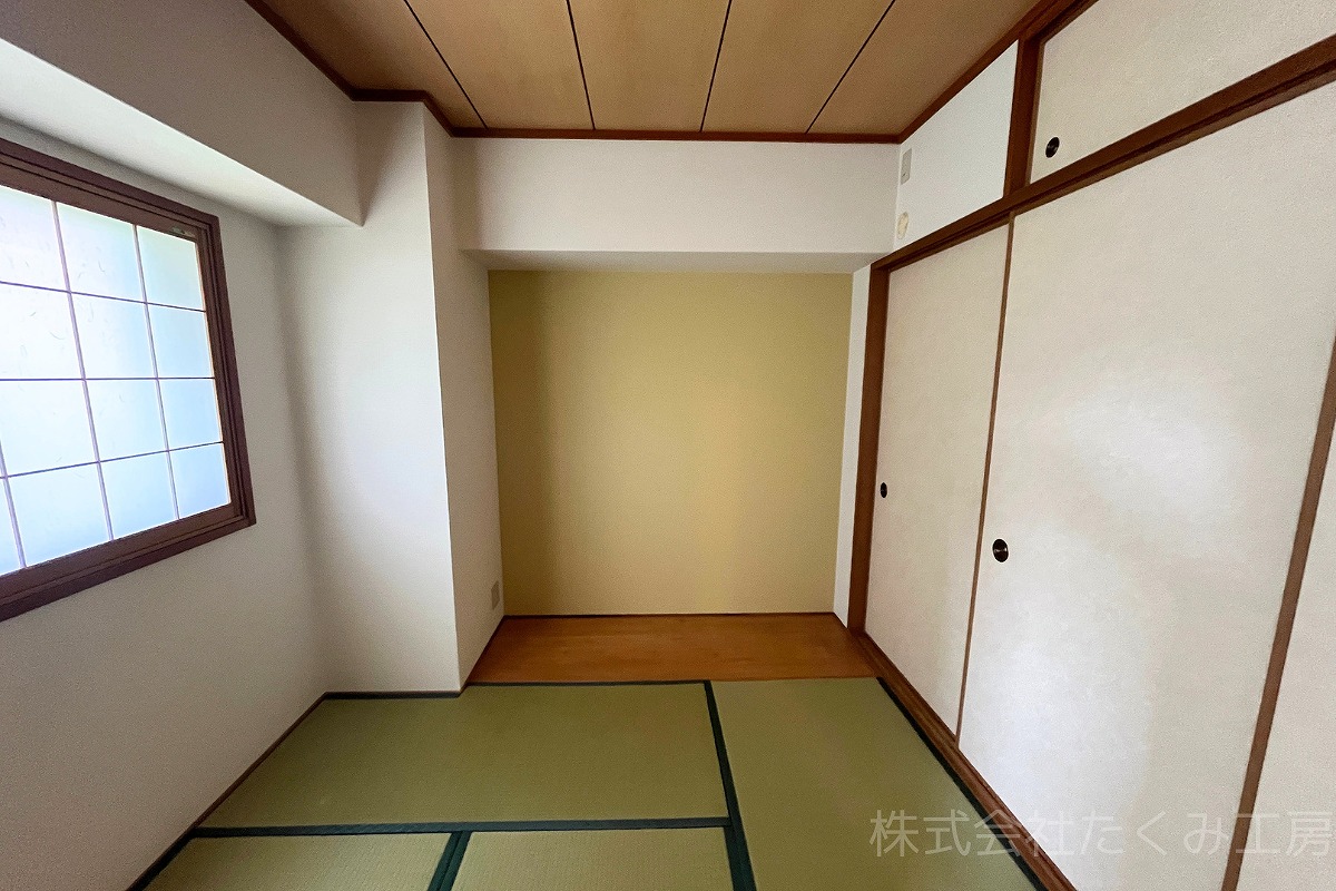 和室アクセントクロス施工 施工後(京都府京田辺市)|摂津市 株式会社たくみ工房